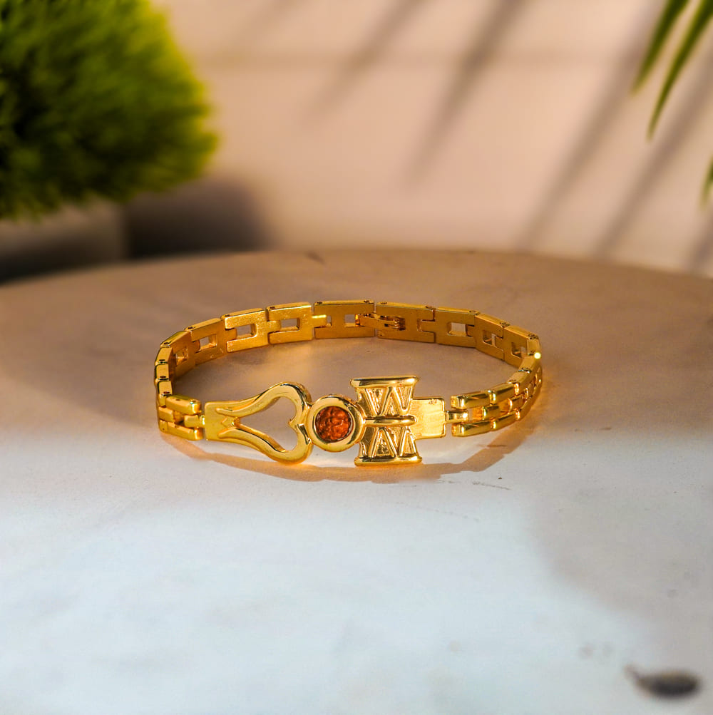 22K Gold 'OM - Rudraksha' Bracelet for Men - 235-GBR2674 in 14.200 Grams