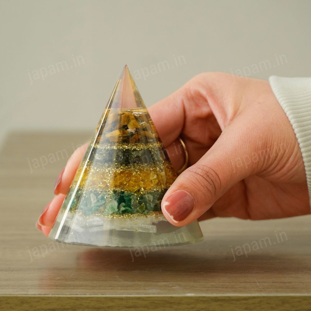 Money Magnet Conical Pyramid with Selenite Base