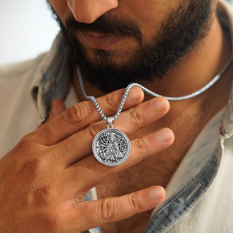Oxi-Silver Durga Maa Trinayani Necklace