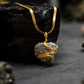 Gold Plated Raw Pyrite Stone Pendant
