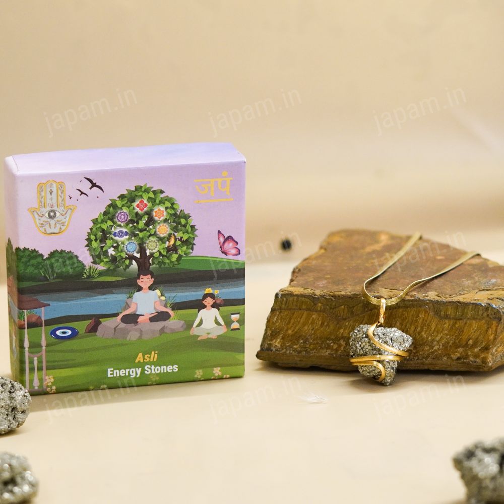 Gold Plated Raw Pyrite Stone Pendant