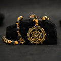 Gold Plated Karungali Necklace with Hanuman Pendant