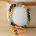 Money Magnet Fusion Tie-Up Band with Pyrite, Tiger Eye, Citrine & Aventurine Beads