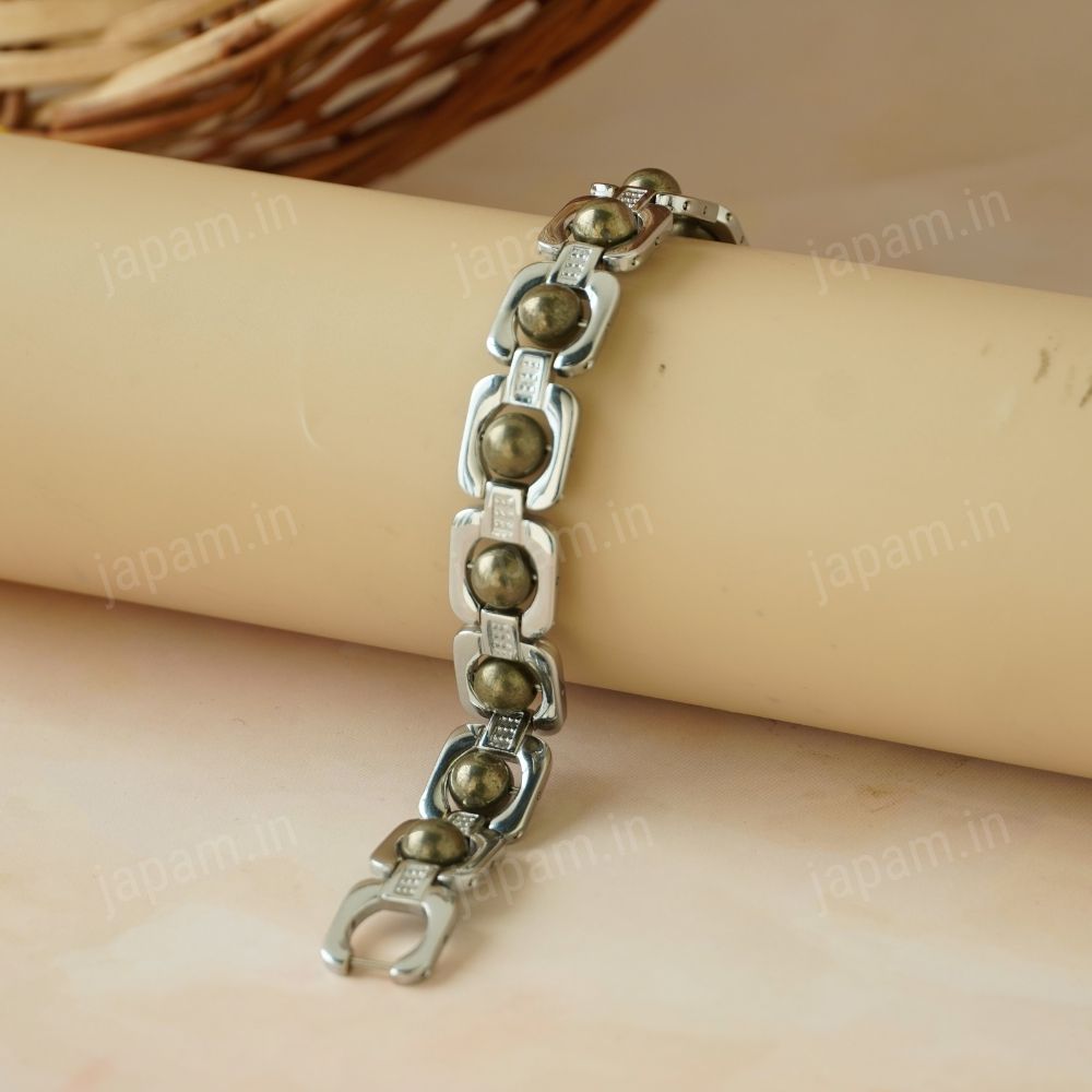 Silver Plated Essential Pyrite Bracelet + Dhanashree Pyrite Anklet