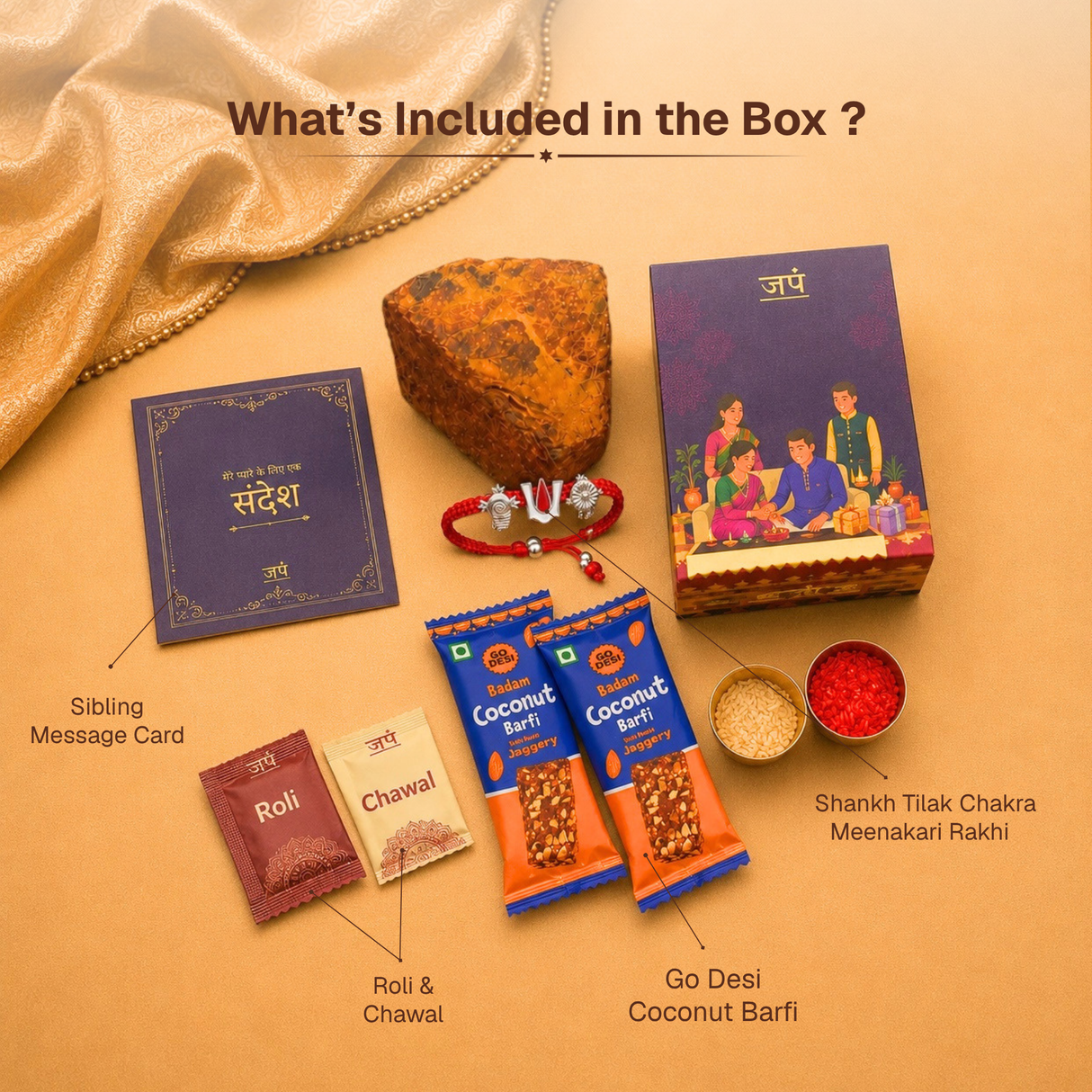 Shankh Tilak Chakra Meenakari Rakhi Box