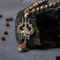 Silver Plated Rudraksha & Karungali Mala with Trishul Pendent