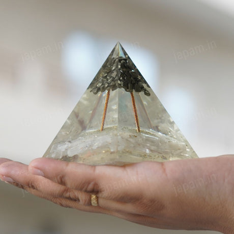 Wealth Amplifier Pyramid with Pyrite & Selenite Stones