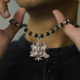 Silver Plated Shanmukha Karungali Necklace